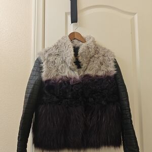 Women's Faux Fur and Leather Jacket